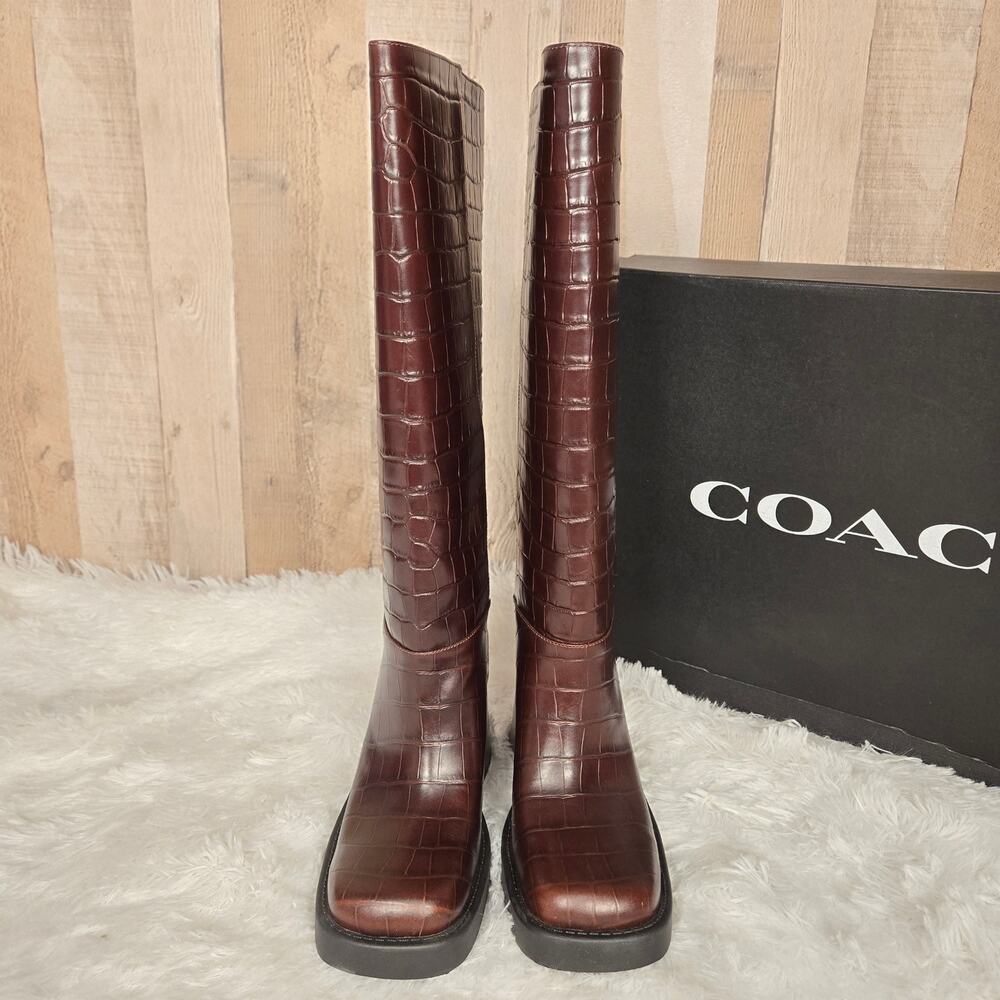 New Coach women's Boot Classic Sculpted C Tall Maple NWT 6 - Picture 7 of 15